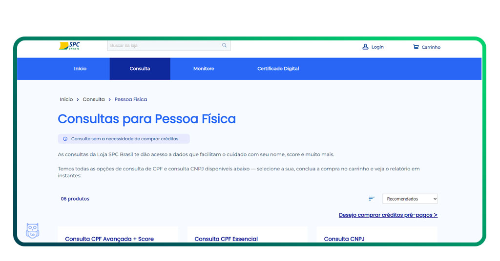 Consultar o CPF no SPC