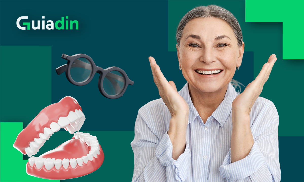 Óculos e dentadura de graça