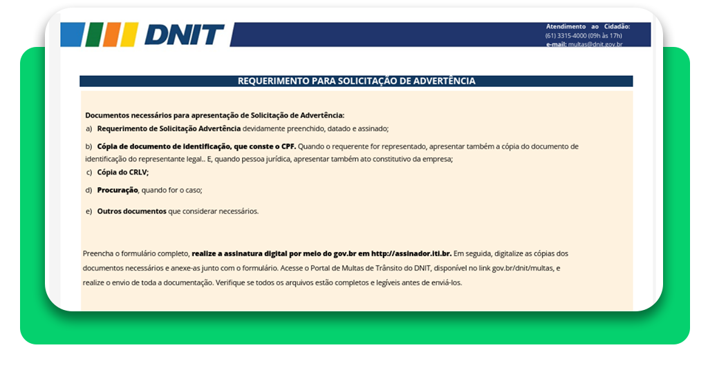 Converter multa leve de trânsito em advertência