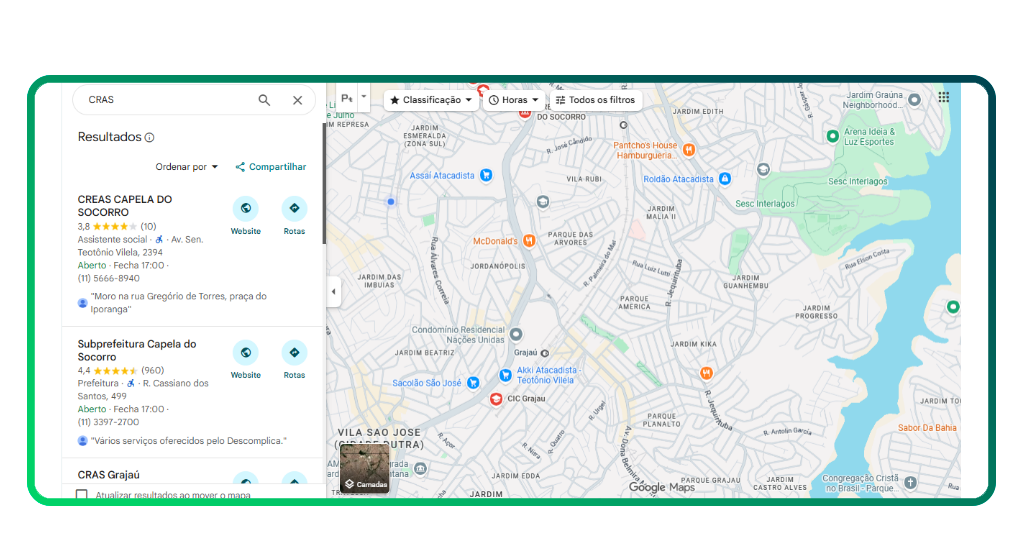 CRAS mais perto do seu endereço