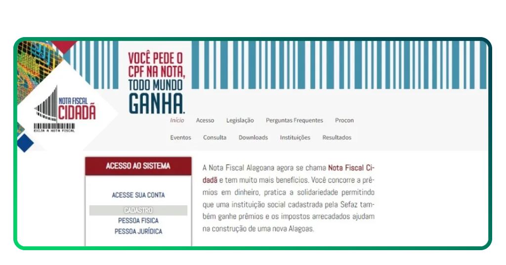 Saldo da Nota Fiscal Cidadã