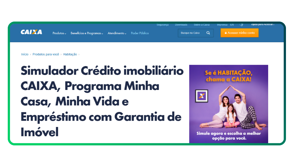 Tipos de casas do financiamento da CAIXA