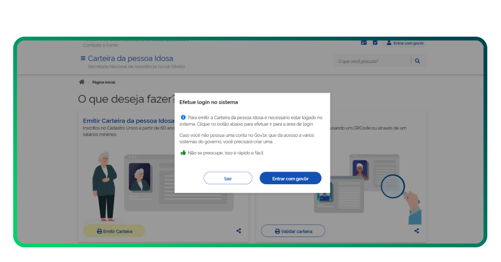 Solicitar a Carteira do Idoso