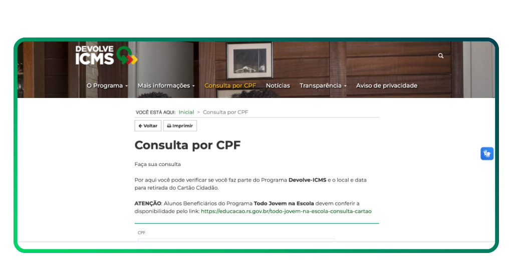 Dinheiro de volta do Devolve ICMS