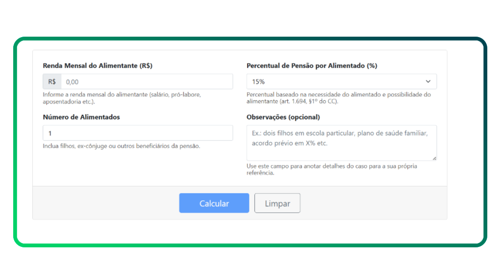 Valor da pensão alimentícia