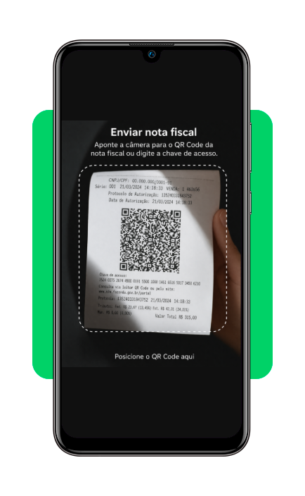 dinheiro de notas fiscais