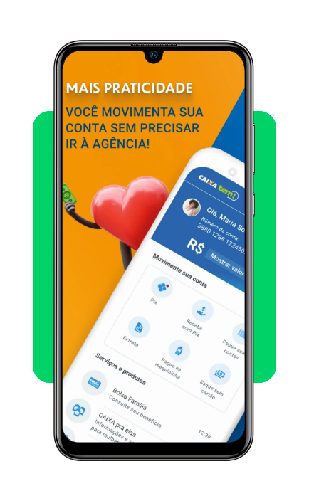 Tela principal do CAIXA Tem mostrando a opção Bolsa Família
