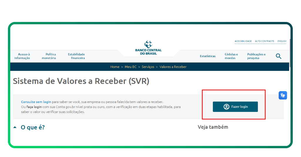 dinheiro para saque
